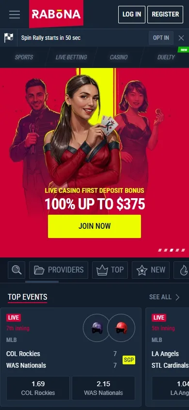 Rabona Casino mobile screenshot