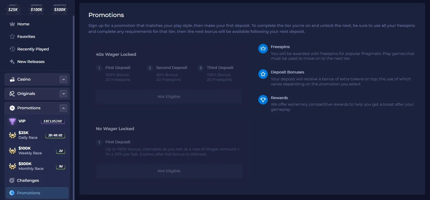 Rainbet Casino promotions screenshot