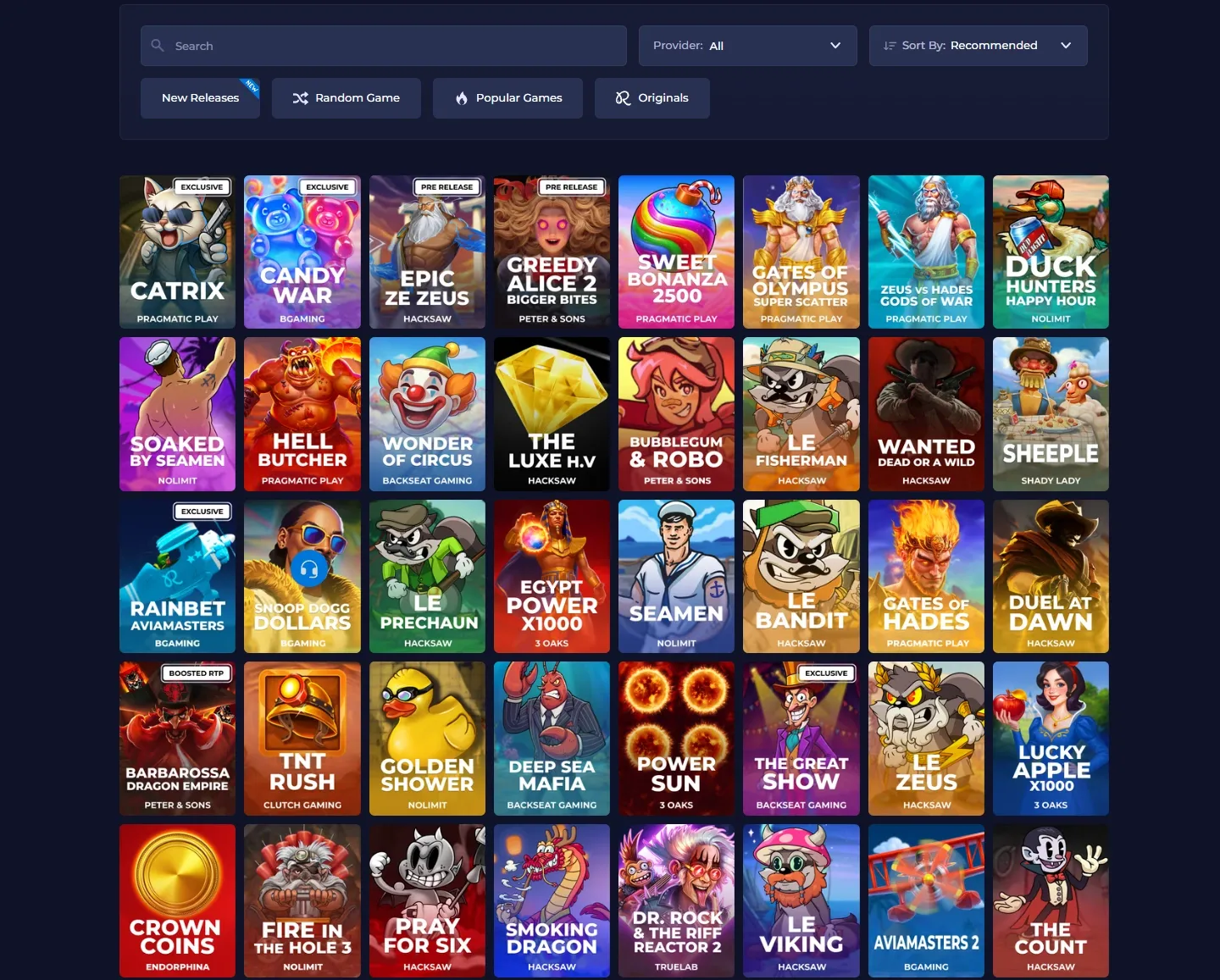 Rainbet Casino game lobby screenshot