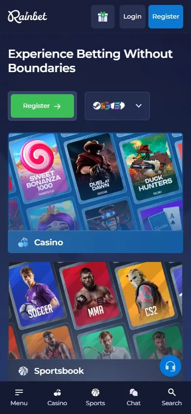 Rainbet Casino mobile screenshot