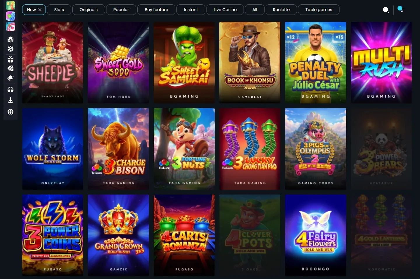 Rakebit Casino game lobby screenshot