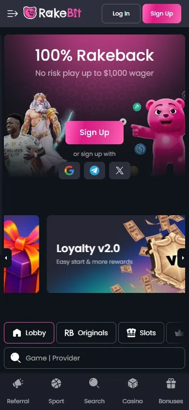 Rakebit Casino mobile screenshot