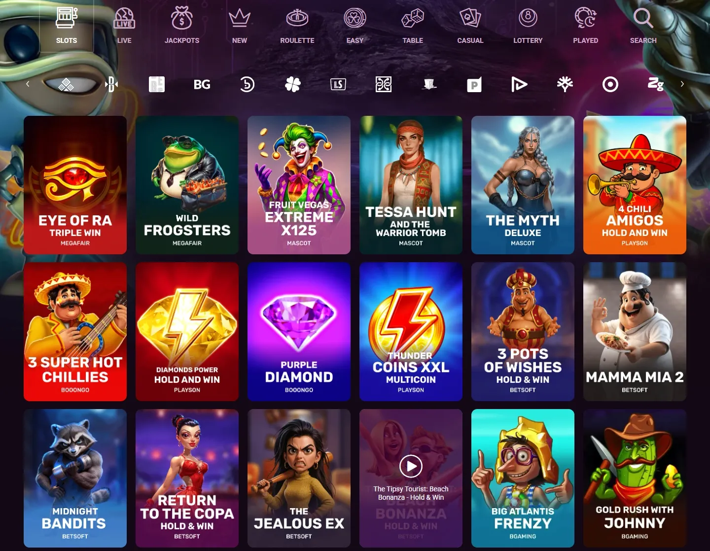 Ricky Casino game lobby screenshot