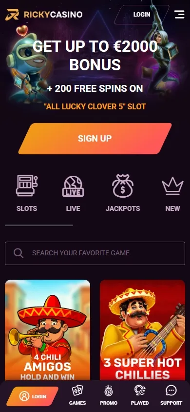 Ricky Casino mobile screenshot