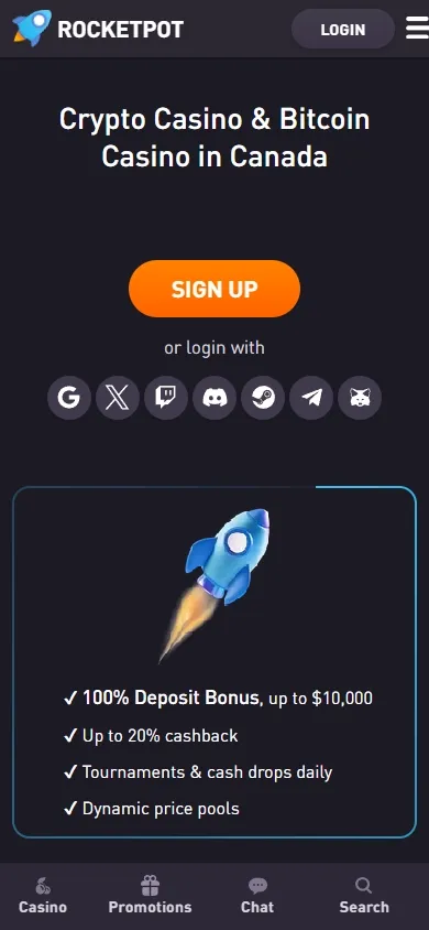 Rocketpot Casino mobile screenshot