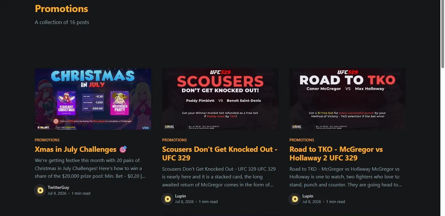 Rollbit promotions screenshot