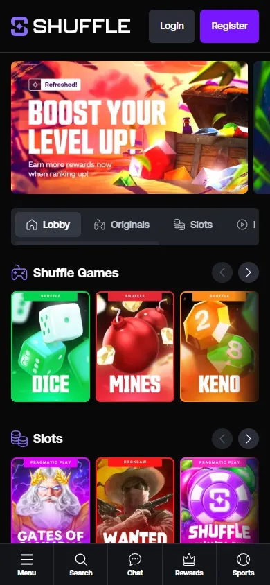 Shuffle Casino mobile screenshot