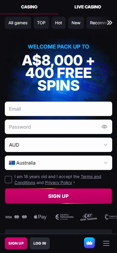 SkyCrown Casino mobile screenshot