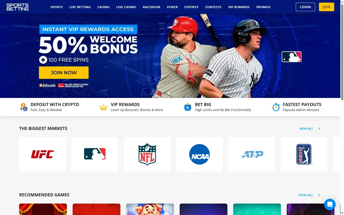 SportsBetting.ag homepage screenshot