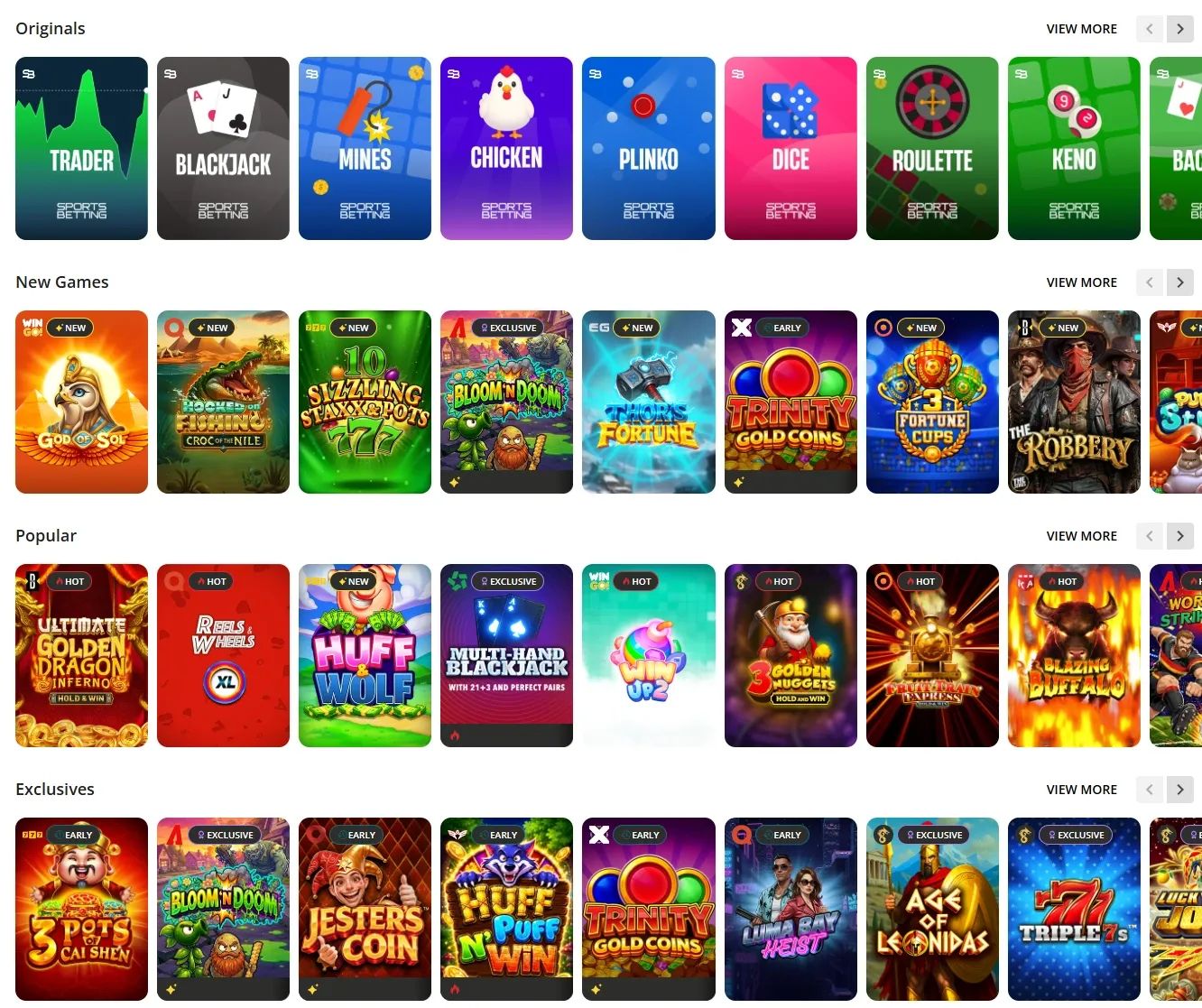 SportsBetting.ag game lobby screenshot