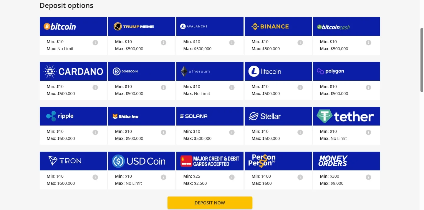 SportsBetting.ag payment methods screenshot