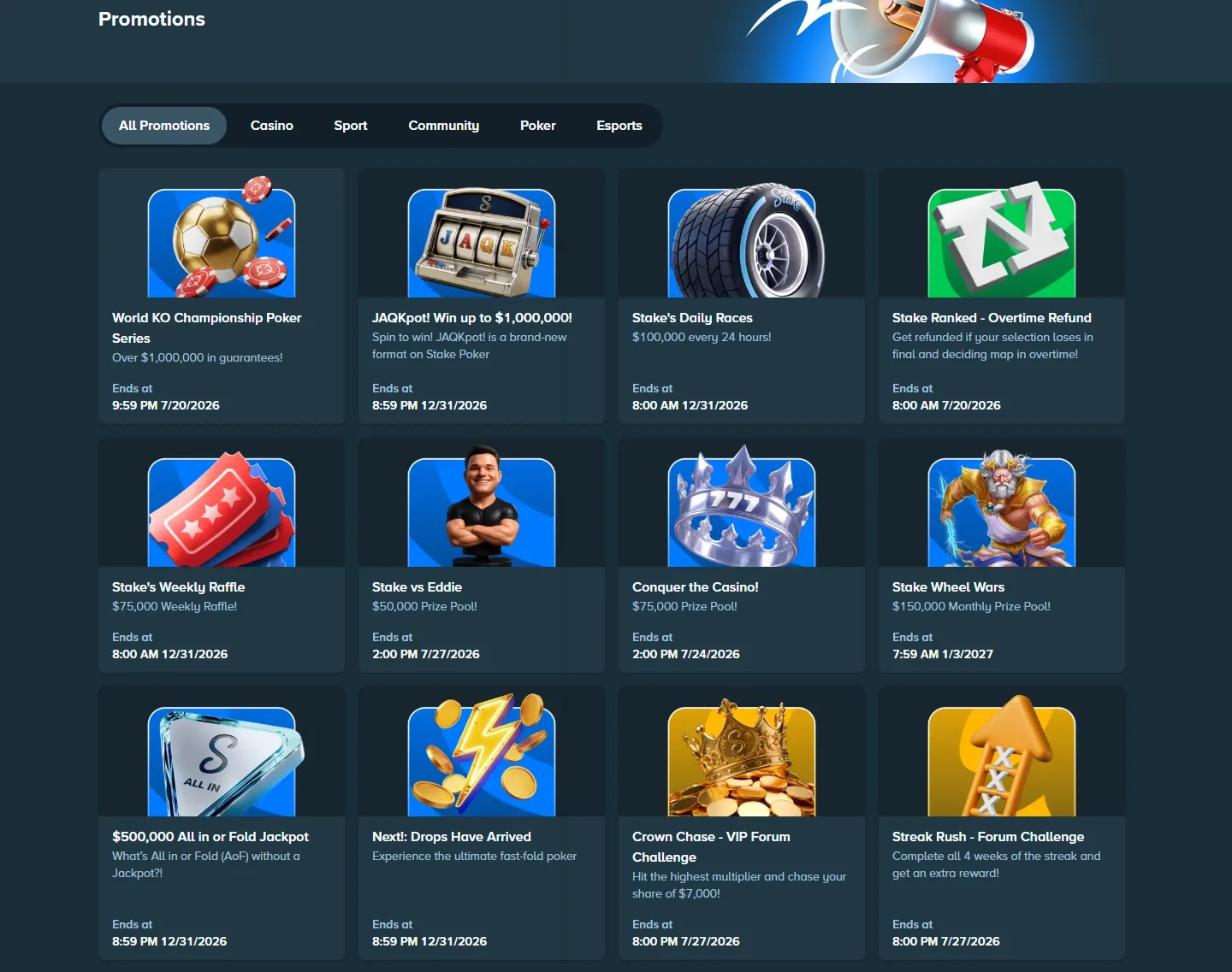 Stake Casino promotions screenshot