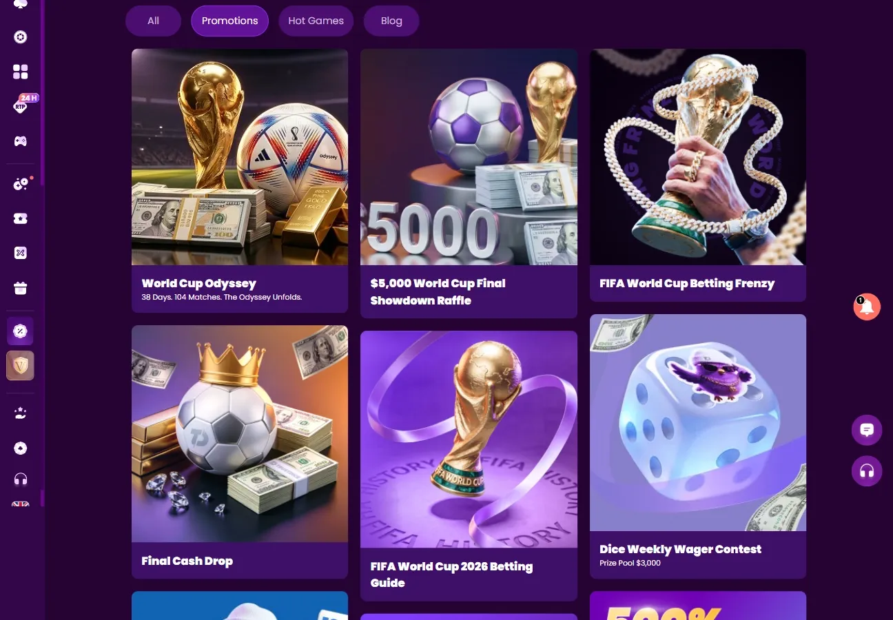 TrustDice Casino promotions screenshot