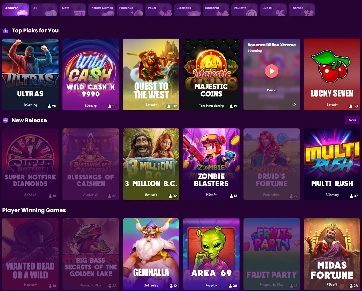 TrustDice Casino game lobby screenshot