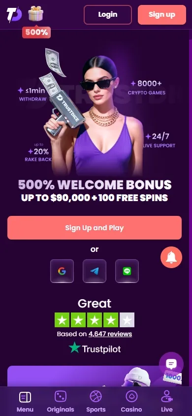 TrustDice Casino mobile screenshot