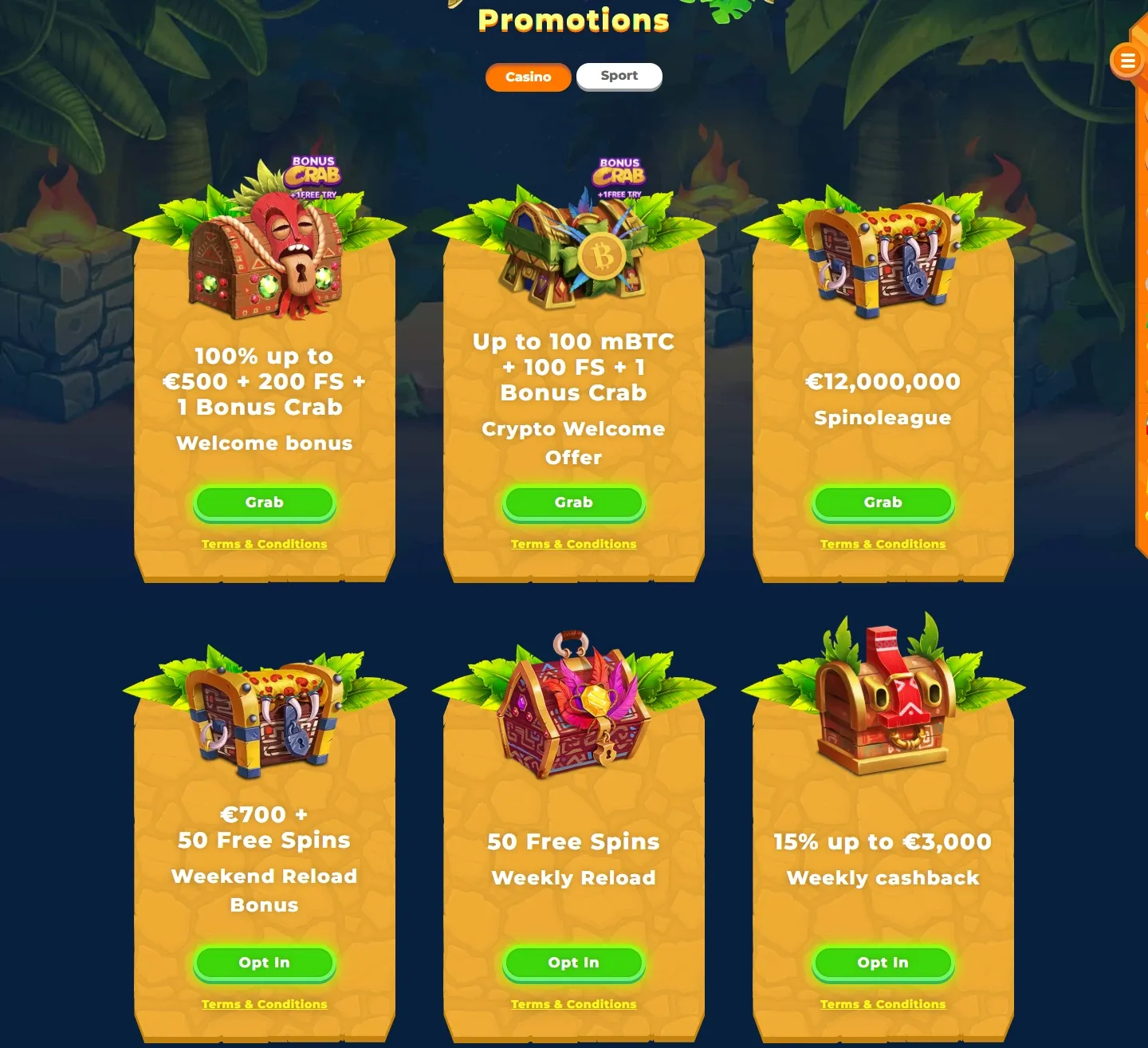 Wazamba Casino promotions screenshot