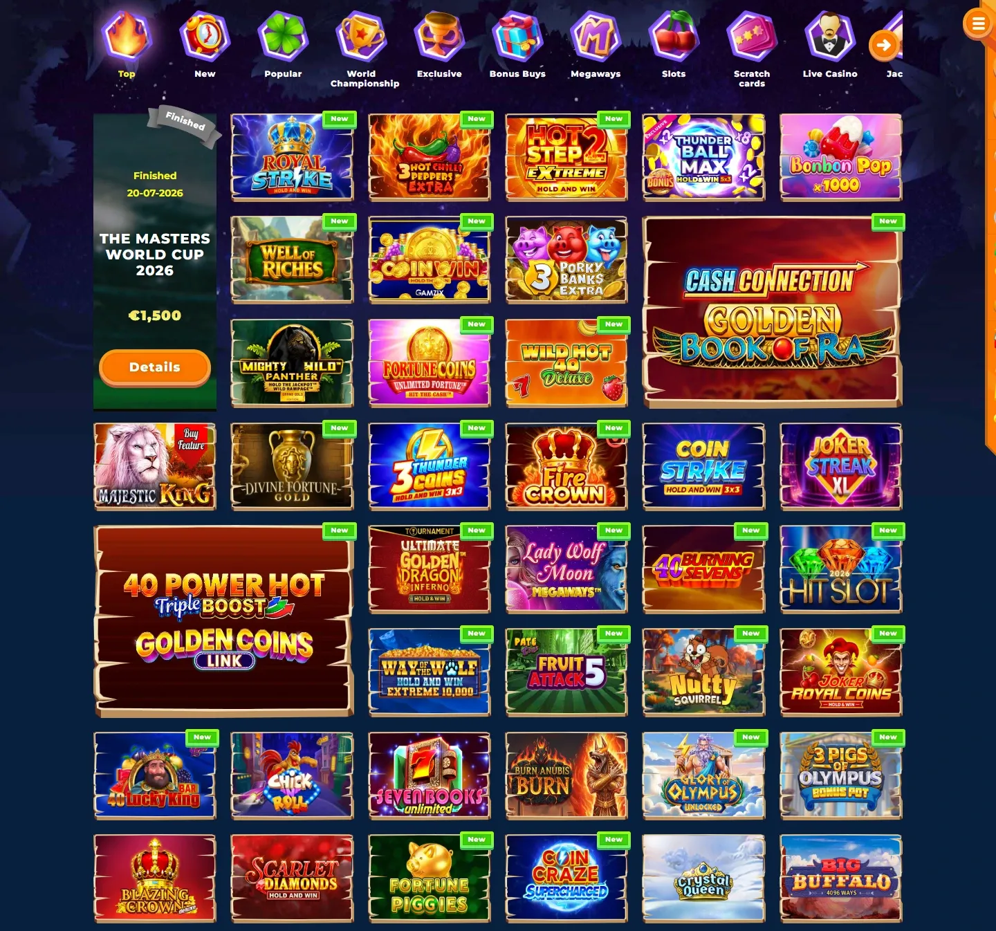 Wazamba Casino game lobby screenshot