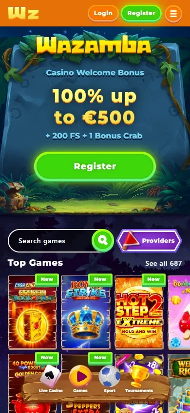 Wazamba Casino mobile screenshot