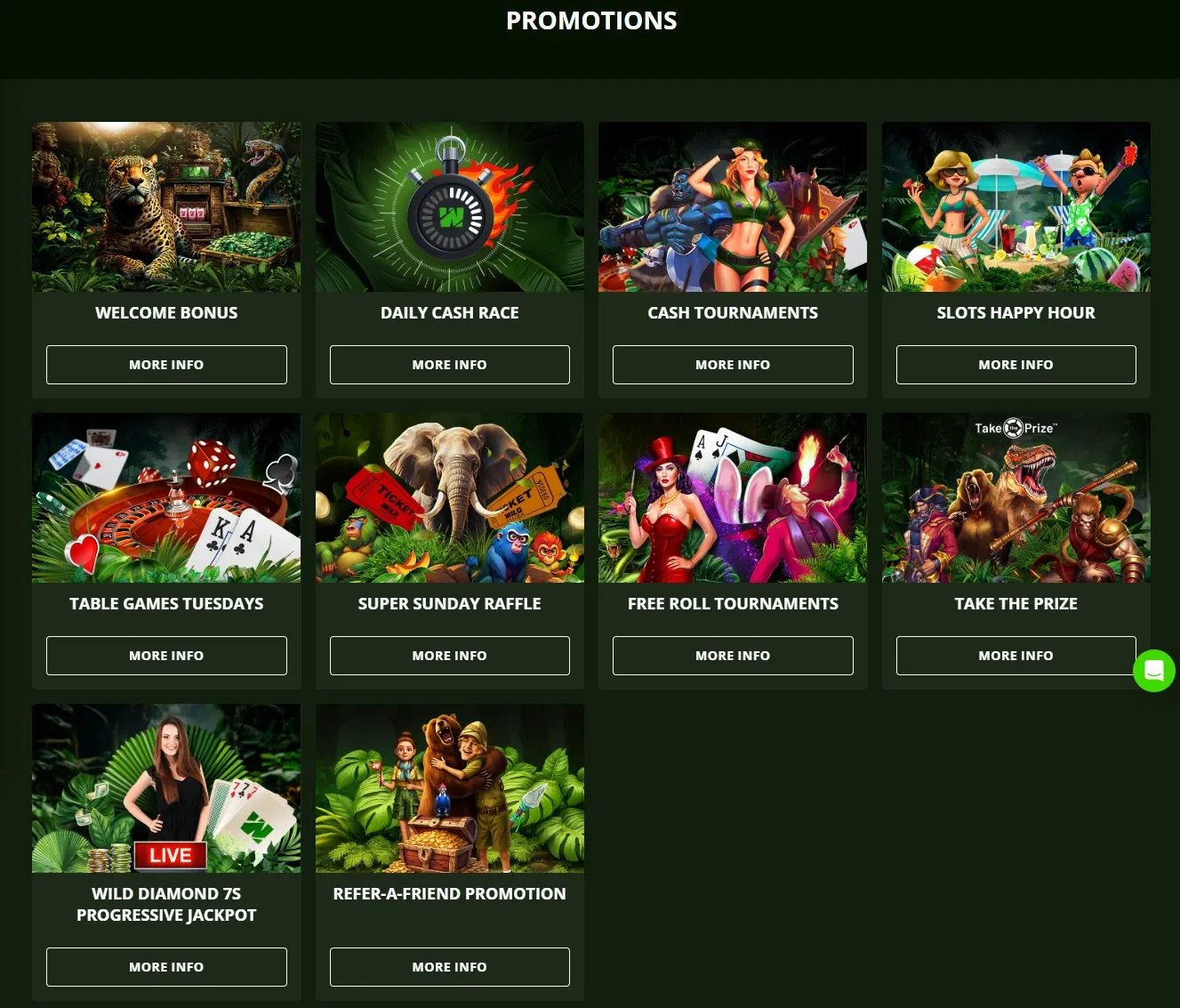 Wild Casino promotions screenshot