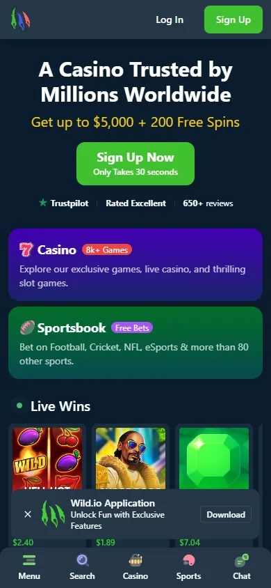 Wild.io mobile screenshot