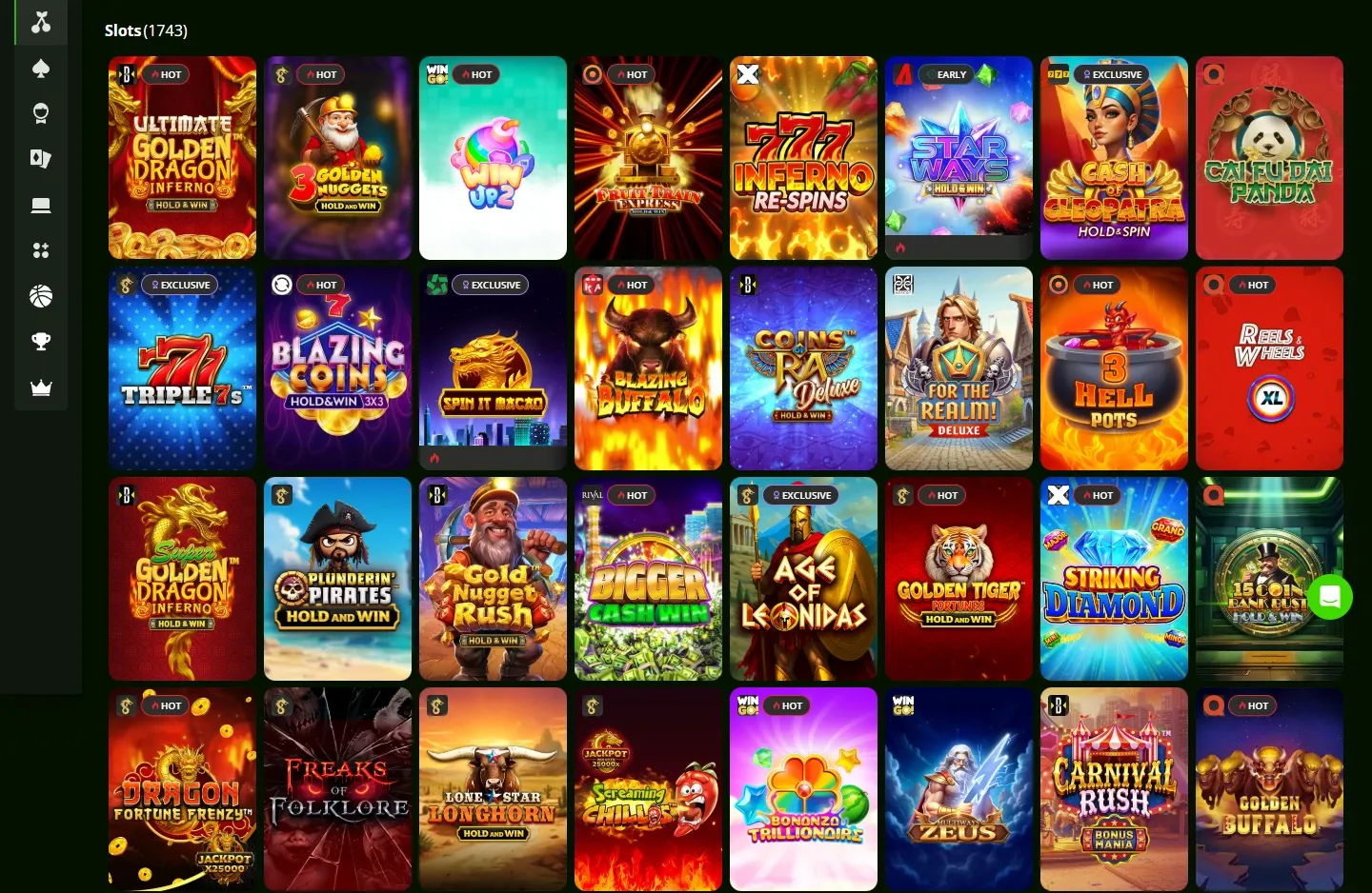 Wild Casino game lobby screenshot
