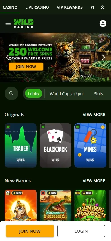 Wild Casino mobile screenshot