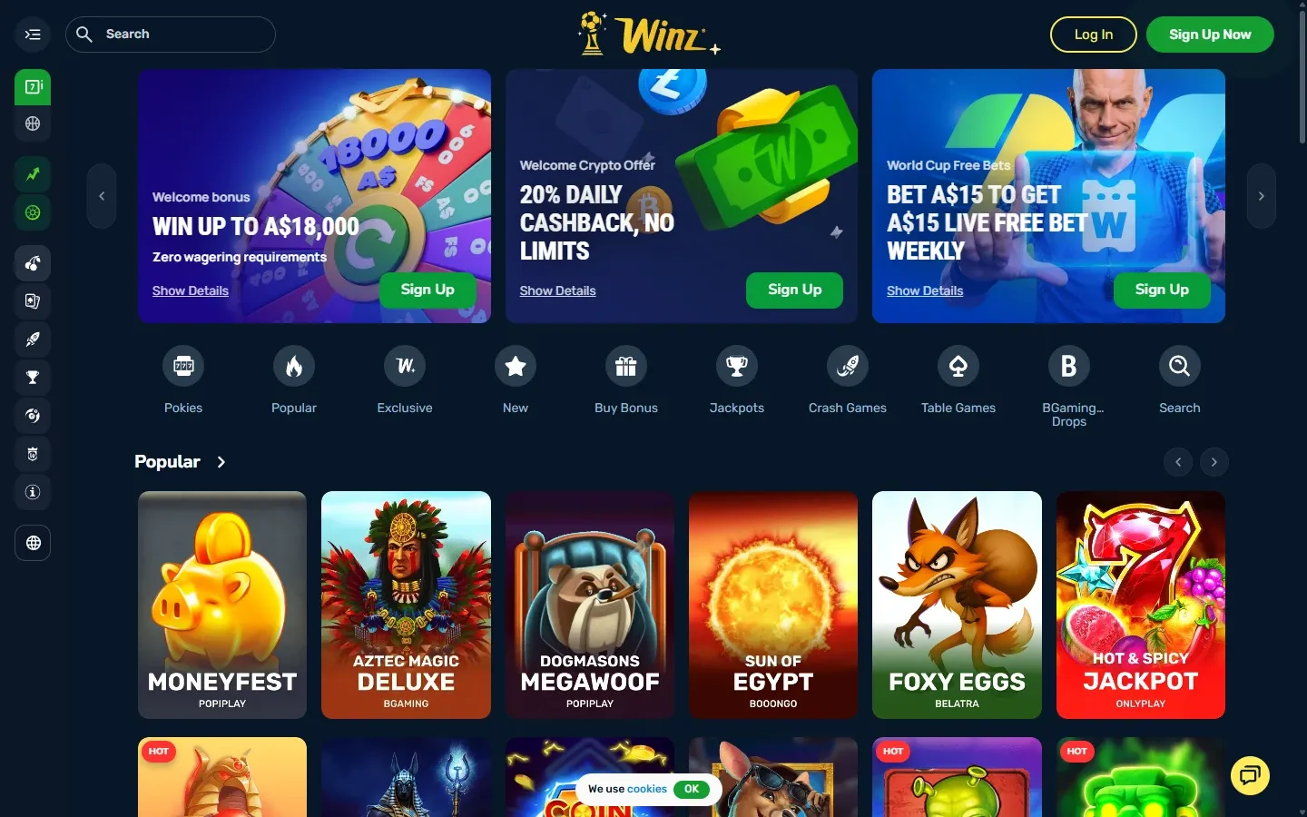Winz.io homepage screenshot
