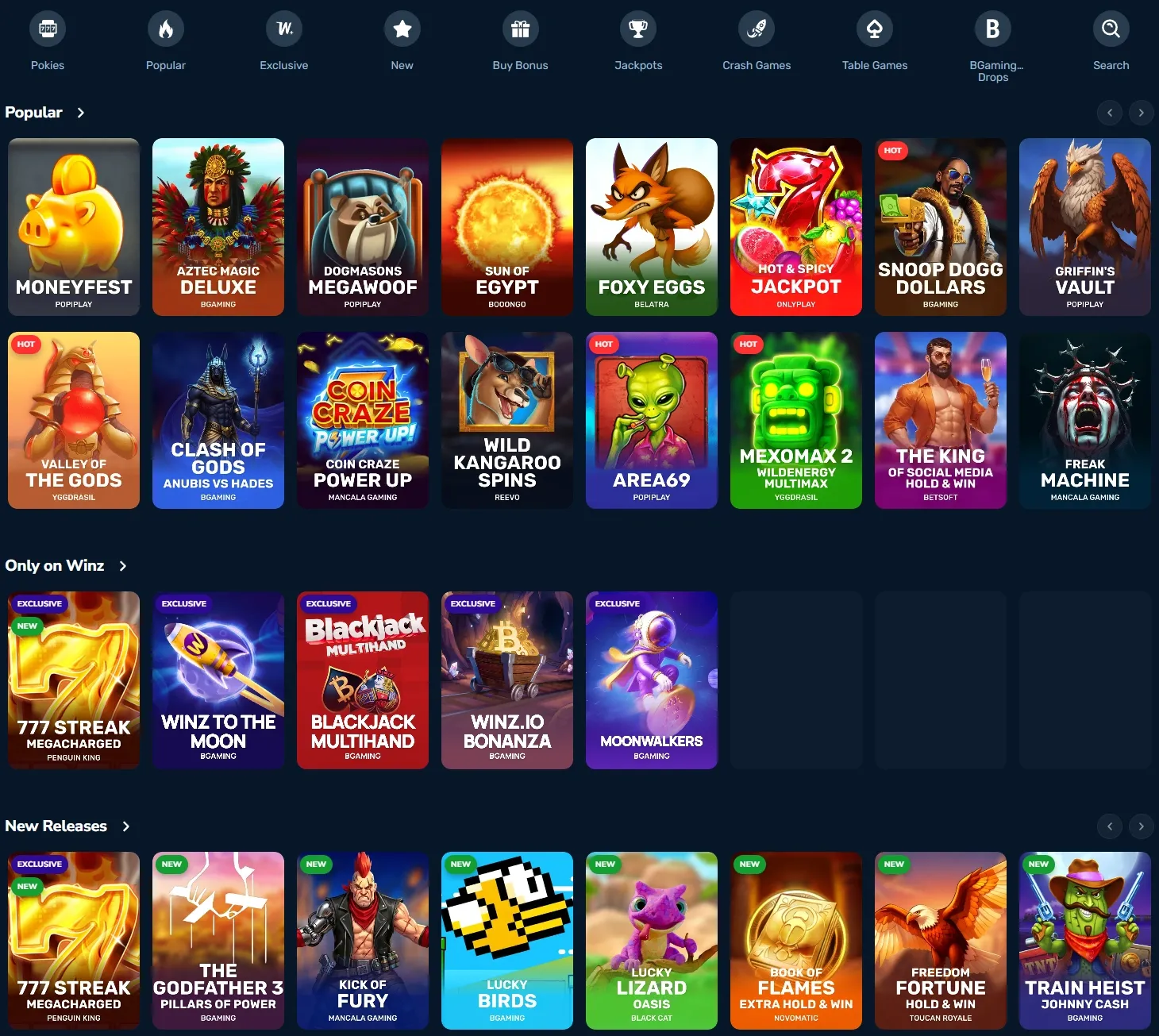 Winz.io game lobby screenshot