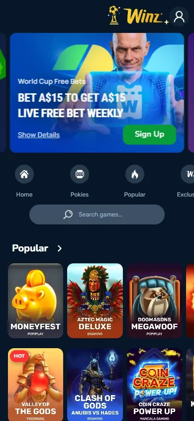 Winz.io mobile screenshot